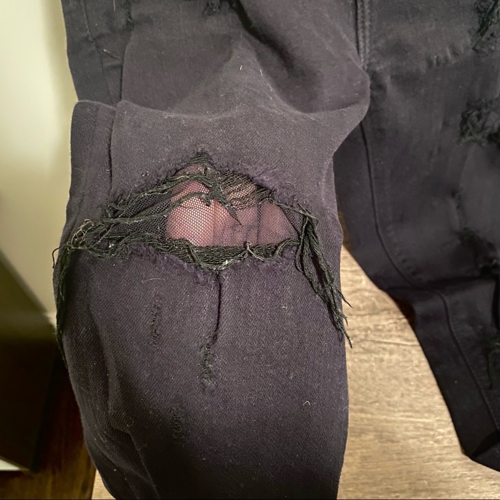 EXPRESS black mesh distressed jeggings